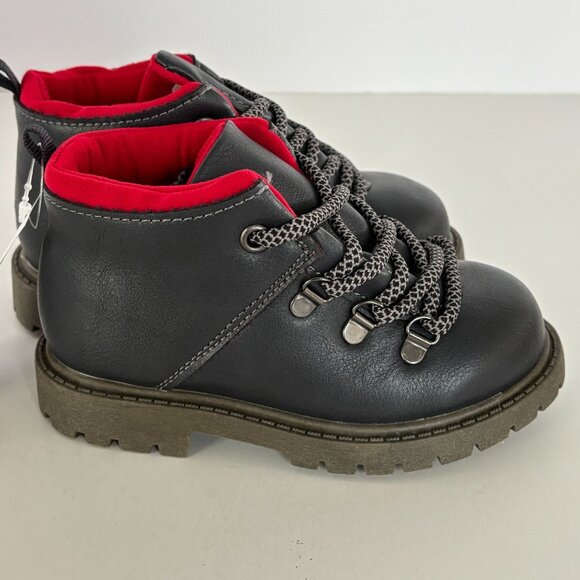 Carters Toddler Boys Ankle Boots Ralph Grey Fall Winter Lace Up Size 7 Shoes New - Picture 7 of 11